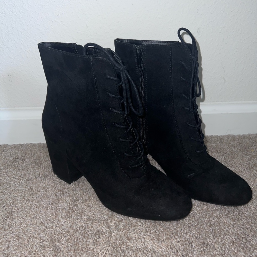 Black Suede lace Up Booties